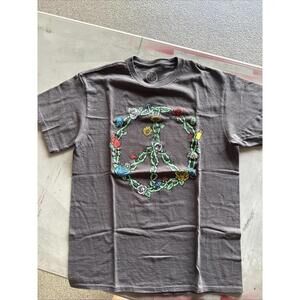 DOM Gray PEACETHORN Graphic Short Sleeve Crew Neck T-Shirt Sz M*